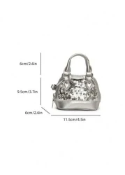 New Mini Sequin Shell Handbag Fashion Mini Tote Bag Shiny Small Crossbody Bag Ultra Small Purse