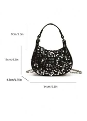 Fashionable Sparkling Mini Handbag Cute Crossbody Bag Adorable Mini Shoulder Bag Essential Holiday Gift