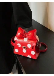 1pc Fashionable And Cute Polka Dot Kelly French Retro High End One Shoulder Crossbody Handheld Mini Lipstick Bag Children s Bag With A Fashionable And Exquisite Polka Dot Shape Of The Small Square Bag