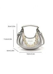 New Korean Style Pearl Handbag With Shoulder Strap Mini Hard Case Moon Decor Accessory Bag Small Women s Purse For Lipstick Coin Key