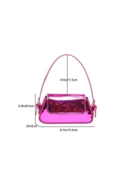 Girls Fashion Glossy Handbag Solid Color Molded Flap Underarm Bag