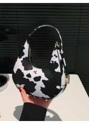 A Fashionable New Cow Print Leopard Print Zebra Print Girl Handbag Classic Cow Print Design Pu Zipper Closed Handb