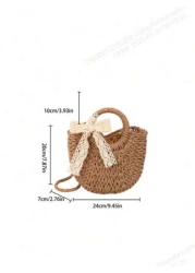 Girl s Shoulder Bag Woven Bag Casual Spring And Summer Large Capacity Shoulder Crossbody Bag Seaside Holiday Straw Girl s Bag Birthday Graduation Gift Gift