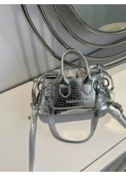 1pc Plain PU Leather Stone Texture Handbag Fashion Versatile Shoulder Crossbody Bag Suitable For Everyday Use