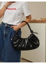 Fashion Solid Color Cloud Wrinkled PU Women s Handbag Simple And Sweet Style Crossbody Bag Suitable For Shopping Wallets Students Young Women And Professional Women Very Suitable For Office University