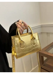 1pc Fashionable And Elegant Fashionable Design Shoulder Crossbody Solid Color Shiny Fresh Armpit Texture Chain Bag Crocodile Pattern Crossbody Bag Girl Korean Version Of Shoulder Bag Solid Color Small