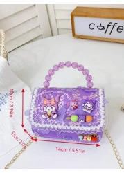 Sanrio A Kuromi Children s Bag A Multi Color Bead Handbag A Cartoon And Cute Accessory Bag A Mini And Small Handbag Bag A Daily Travel Clothing Matching Bag A Closed Shoulder Bag