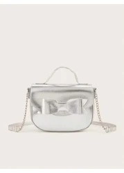 1pc Bow Decor Handbag Shoulder And Crossbody Bag Birthday Gift Suitable For Little Girls