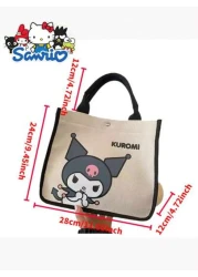 Sanrio Hello Kitty Canvas Kids Tote Bag Lightweight Cute Multifunctional Girl s Handbag With Cosmetic Bag Available In Red Green And Black