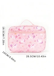 1 Piece Cute Cartoon Decorated Insulated Lunch Bag School Food Lunch Box Non Woven Leak Proof Camping Picnic Bag Suitable For Office School Outdoor Summer Beach Camping Travel Picnic
