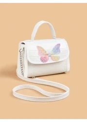 1pc Girls Cute Sparkle Butterfly Crocodile Pattern PU Chain Shoulder Bag Suitable For All Seasons Daily Use
