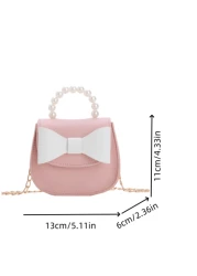 1pc New Fashion Pearl Handbag With Strap Butterfly Decor Mini Cross Body Bag