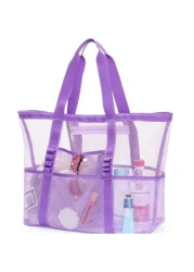 1pc Beach Bag Large Capacity Toy Mesh Swimming Bag Wash Shoulder Backpack Outdoor Multi Functional Travel Hand Held Shoulder Beach Bag Swimsuit Storage