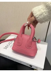 1pc Litchi Pattern Small Shell Children s Candy Color Mini Crossbody Lipstick Bag Crossbody Coin Purse Comfortable Fabric Light And Compact The Internal Space Is Very Open Suitable For Daily Use