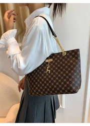 Fashion Metallic Deer Hanging Ornament High Capacity Chain Shoulder Bag Crossbody Bag Handheld Bag Featuring Rhinestone Flower Vintage Floral Pattern Casual Tote Suitable For Office Commuting Outdoors