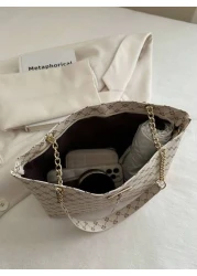 Fashion Contrasting Geometric Pattern Chain Shoulder Bag Suitable For Shopping Wallets Shopping Young Women College Students Newcomers White Collar Workers They Are Very Suitable For Offices Universit