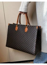 Autumn Winter Fashion Print Four Seasons Versatile Travel Shopping Bag Oversized Tote Bag Vintage Large Capacity Tote Bag Retro Top Handle Satchel Women s Fashion Handbag Purse For Commute Bookbag Tot