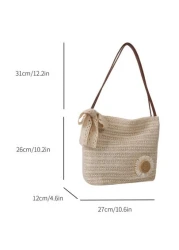 Flower Decor Double Handle Vacation Large Capacity Bag Perfect For Summer Travel Vacation Summer Perfect For Vacation Holiday School Bag Large Capacity Portable For Teen Girls Women College Students W