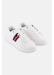 U.S. Polo Assn. Women Lace Up Brand Logo Casual Shoes, White