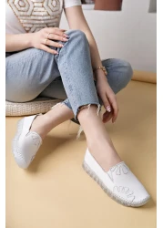 Nesil Shoes Knc 10 White Genuine Leather Transparent Sole Women's Shoes