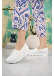 Nesil Shoes حذاء نسائي صيفي محبوك باللون الأبيض من Aky 055