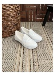 Afilli Women's Stone White Laceless Comfortable Lightweight Memory Thick Sole Walking Mother Daily Cloth Sports Shoes