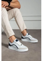 L.A Polo White Navy Blue Perforated Men's Sneaker