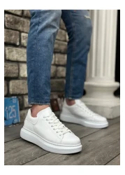 BESKAR BA0547 BOA حذاء رياضي رجالي برباط ونعل سميك أبيض