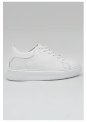 Elevold Mela Men's Genuine Leather 7 cm Height Increase White Sports Shoes