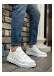 BOA Ba0134 Thick High Sole Cross Band White Men's Shoes