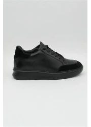 Elevold Man Men's Genuine Leather 7 cm Height Increase Black Sports Shoes