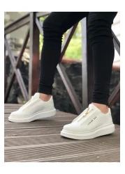 BOA Ba0310 Thick High Sole Zippered White Men's Shoes