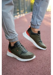 Riccon Men's Khaki Orange Lace-up Sneakers0012420