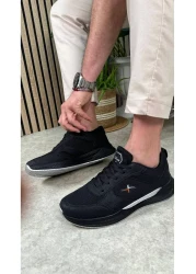 Allyup Black Silver Mesh Comfortable Walking Sneakers - Breathable, Thick Sole, Men's Lace-up 8011