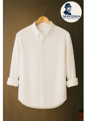 mavisima erkek giyimi قميص رجالي أبيض بأكمام طويلة من Aerobin - مقاس عادي