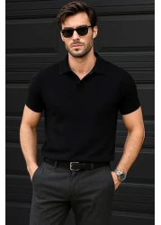 Delpino Polo Neck Knitwear Men's Cotton T-Shirt