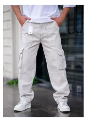 COOL TARZ Men's Cargo Pocket Baggy Trousers Gray Color