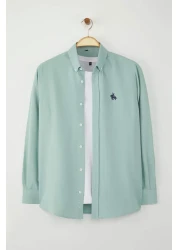 Collection Mint Regular Fit Embroidery Detailed Oxford Easy-Iron Smart Shirt Tmnaw25Go00036
