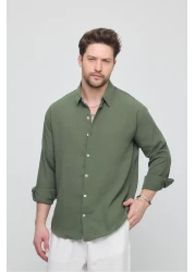 GEİO Men's Oversize Cut Linen Shirt