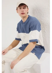  Collection Indigo Oversize Color with Blocks Doe Vomiting T-Shirt Tmnss25Ts00065