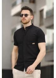 Oksit Dennie Single Pocket Waffle Fabric Slim Short Sleeve Crew Neck Men's Shirt