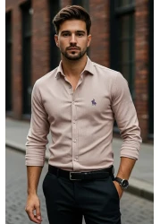  Collection Beige Regular Fit Embroidery Detail Smart Shirt Tmnaw25Go00036