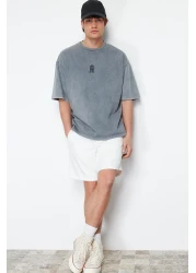  Collection Gray Pale Effect Oversize Cotton T-shirt - TMNSS24TS00146