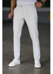 MY VİNTAGE بنطلون كتان إيطالي للرجال حجر