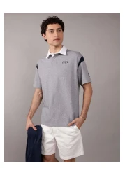 American Eagle Ae Contrast Sleeve Polo Shirt