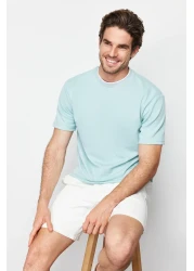  Collection Limited Edition - Mint Colored Relaxed Fit Knitwear Pique T-Shirt TMNSS23TS00079