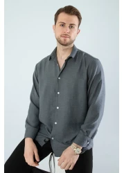 YXC قميص كتان مريح للرجال مدخن