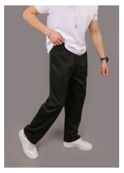 INFLUYENTE Men's Black Baggy Cut Pique Fabric Waist Elastic Pocket Detailed Trousers Sweatpants