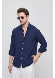 GEİO Men's Oversize Cut Linen Shirt