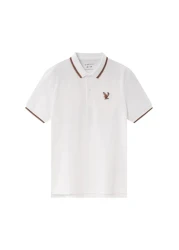 Giordano Men's Cotton Lycra Pique Polo - Slim Fit, Eagle Embroidery